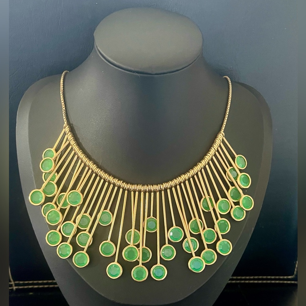 Vintage-Kate Spade Chic Gold and Green Necklace-Free Shipping